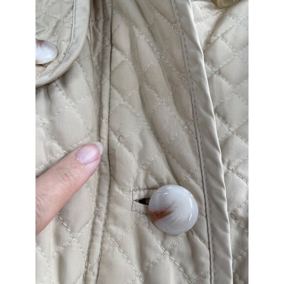 Talbots Quilted Beige Longline Jacket Womens Medium Lightweight Coat Minimalist - Picture 11 of 11